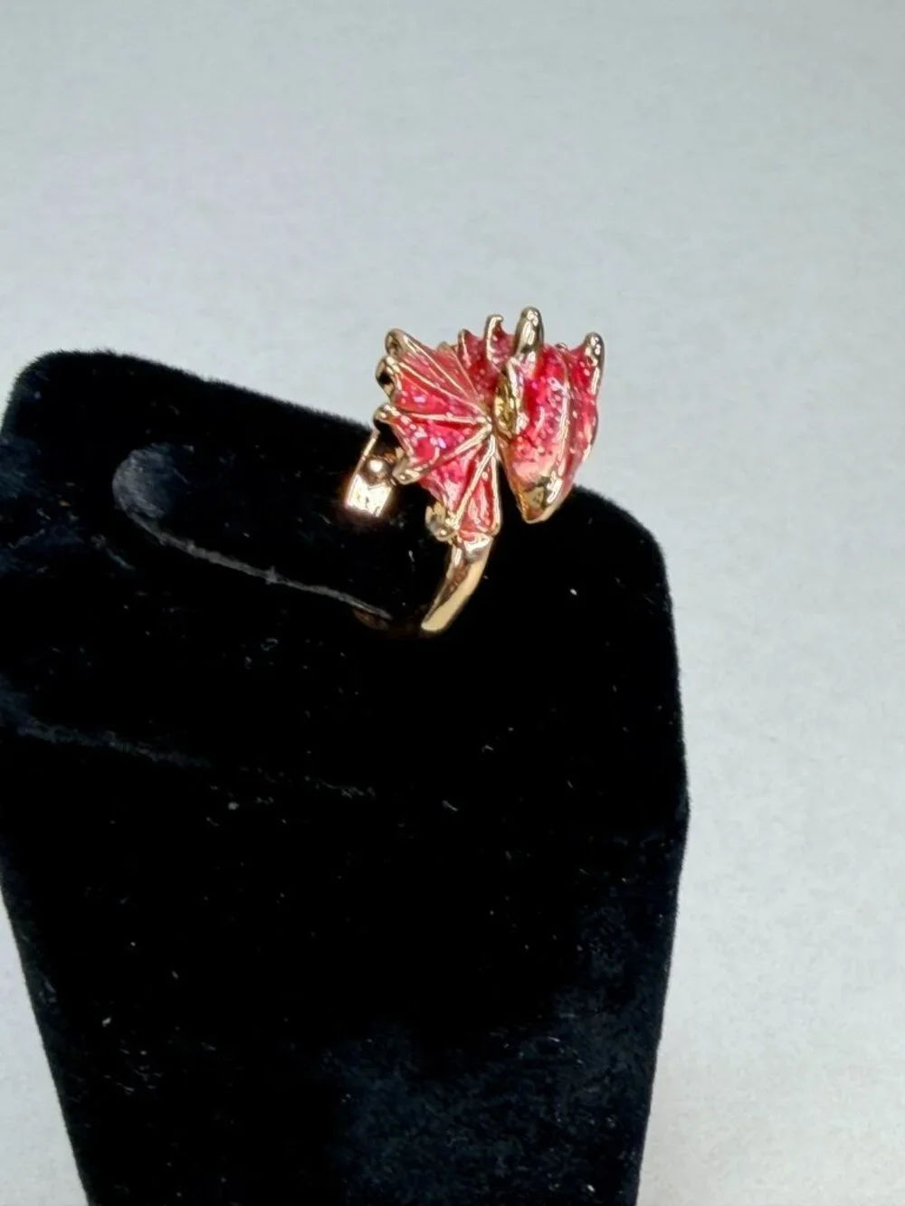 Gothic Pink Dragon Wrap Ring Gold Tone Fantasy Adjustable Statement Jewelry